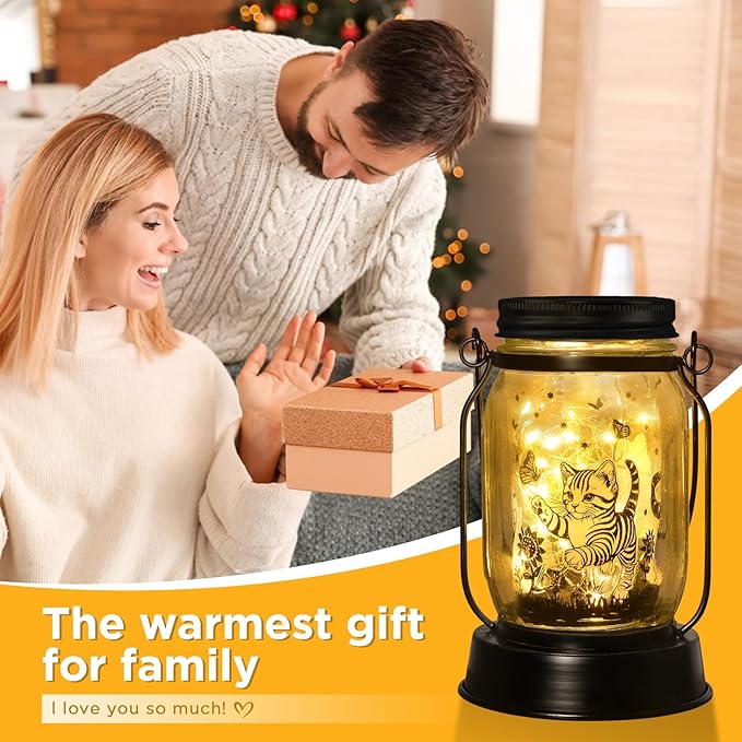 Cat Gifts Cat Solar Lanterns Cat Solar Lights Outdoor Cat Lover Gifts for Women Men Cat Lovers