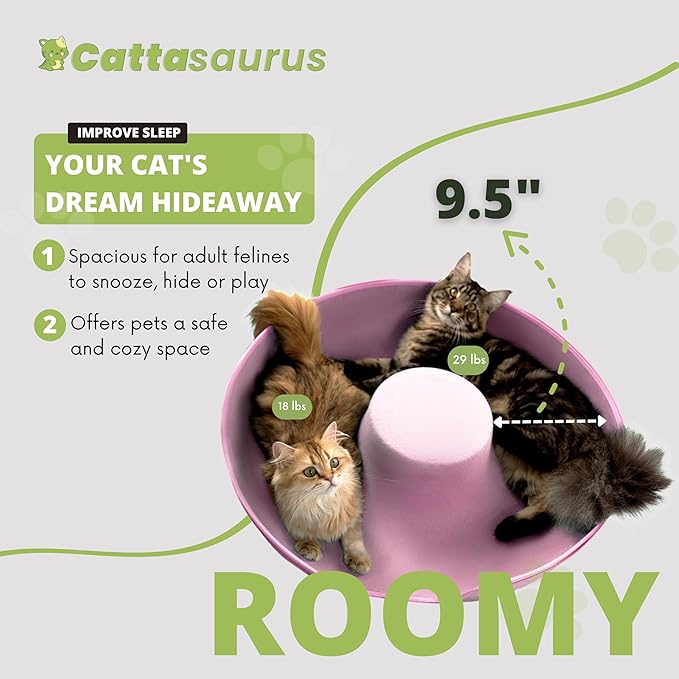 CATTASAURUS Peekaboo Cat Cave for Multiple & Large Cats Up to 30-45 Lbs, Scratch Detachable &