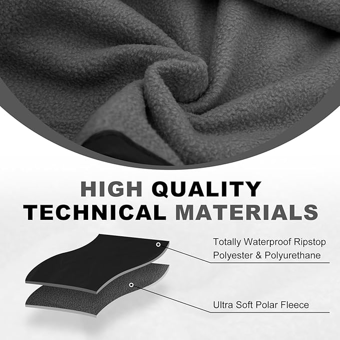 Fleece Waterproof Outdoor Blanket - Windproof Stadium Blanket for Camping, Picnics, and Sports Stay