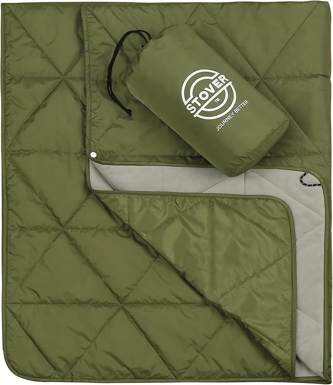 STOVER Outdoor Waterproof Fleece Travel Blanket for Camping, Picnics, Stadiums, Sports, The Beach