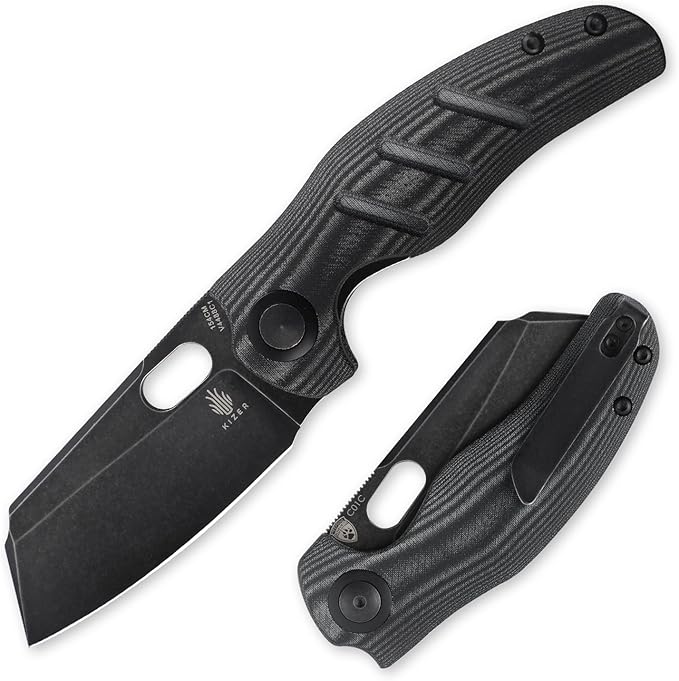 Kizer C01C Sheepdog Pocket Knife, 3.31" 154CM Blade EDC Camping Folding Knife with Black Micarta