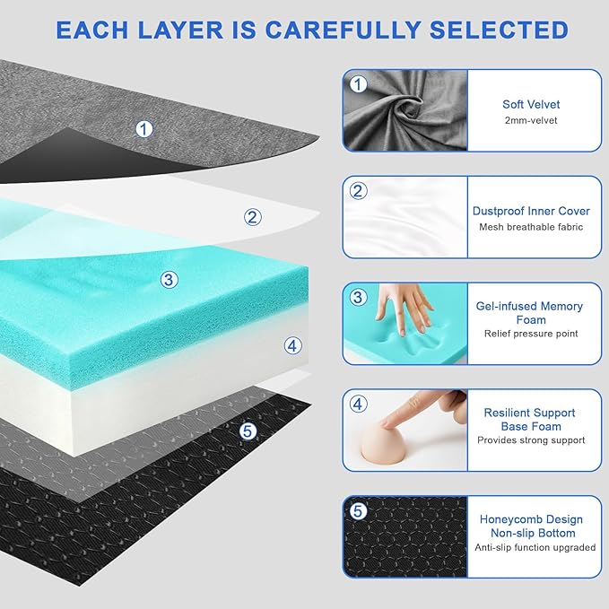 Memory Foam Camping Mattress pad, Comfortable Thick Floor Sleeping Mat for Adults with Waterproof