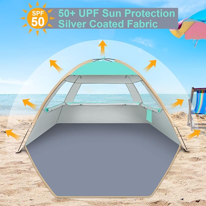 Gorich Beach Tent Sun Shelter for 3/4-5/6-7/8-10 Person with UPF 50ï¼?UV Protection, Lightweight &