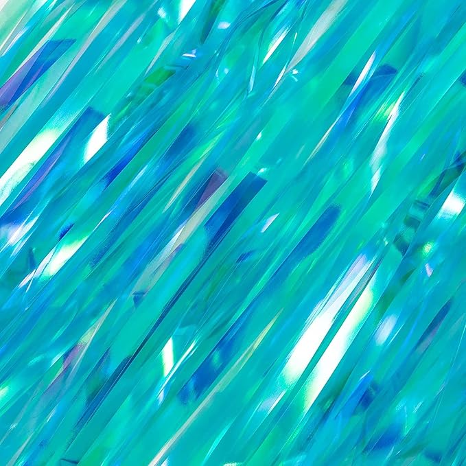 BRAVESHINE Party Decorations Iridescent Foil Fringe Backdrop - 2 Packs 3.2 x 6.5 ft Holographic
