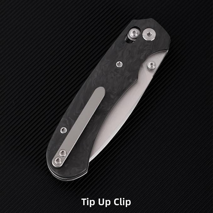 Folding Pocket Knife,3.31” M390 Blade,Erogonomic Titanium Handle,Hunting Survival Knife,EDC Knife