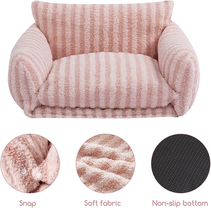 Hollypet Cat Bed Fluffy Plush Mutifuctional Double-Layer Soft Pet Couch Orthopedic Sofa Nest Beds
