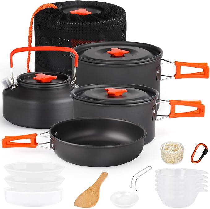 Gutsdoor Camping Cookware Set Camping Gear Campfire Utensils Non-Stick Cooking Equipment