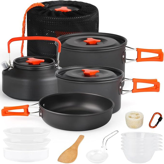 Gutsdoor Camping Cookware Set Camping Gear Campfire Utensils Non-Stick Cooking Equipment