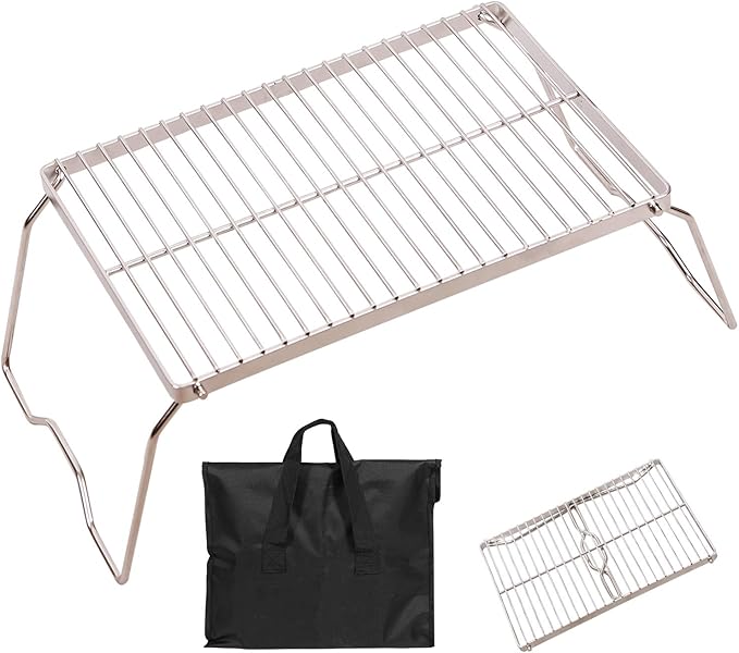 REDCAMP 13.6" Small Folding Campfire Grill, Heavy Duty Portable Camping Grill Grate with Carrying