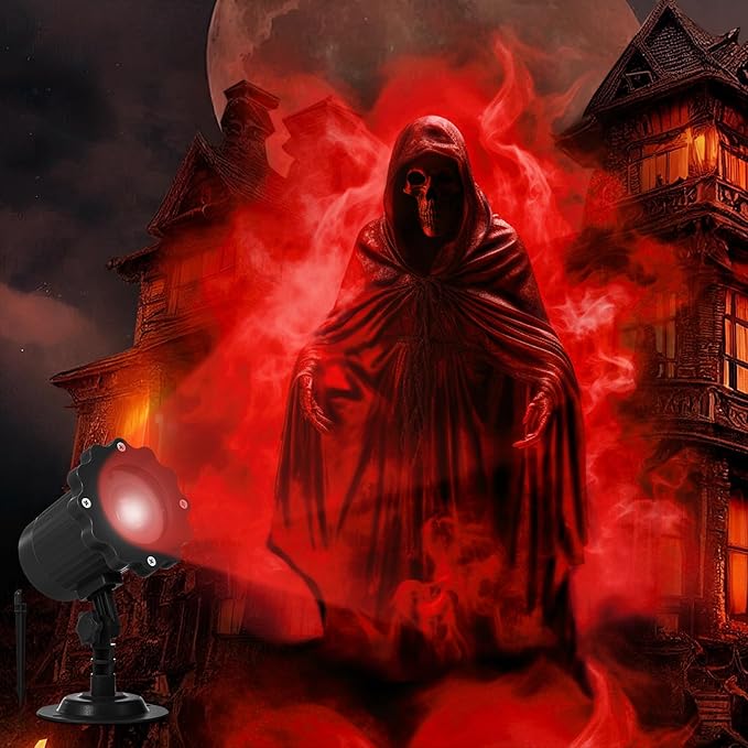 Treela Halloween Projector Lights Outdoor Indoor Dynamic Ghost Skull Lights Decoration Outside LED