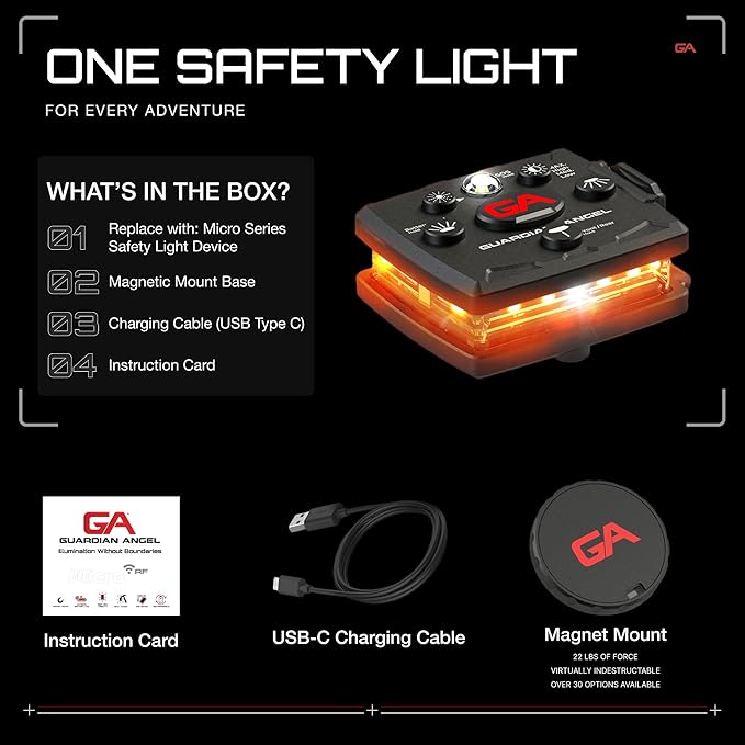 Guardian Angel Micro Series Safety Lights, Beacon Device (Orange Front & Orange Rear) |