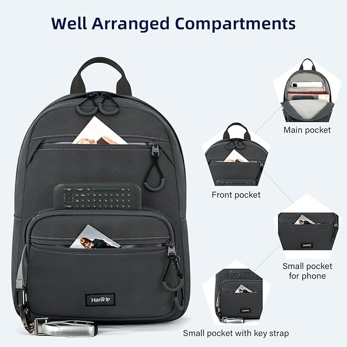 Carry On Travel Backpack For Men Women, 13 Inch Small Mini Work Bag Personal Item Backpacks
