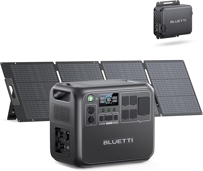 BLUETTI AC200L Solar Generator with 200W Panel and Charger 1 (Ships Separately), 2048Wh LFP