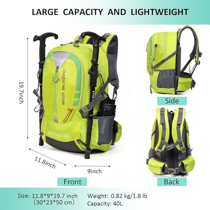 Hiking Backpack Camping 40L Outdoor Daypack Lightweight Travel Backpack with Rain Cover for Women