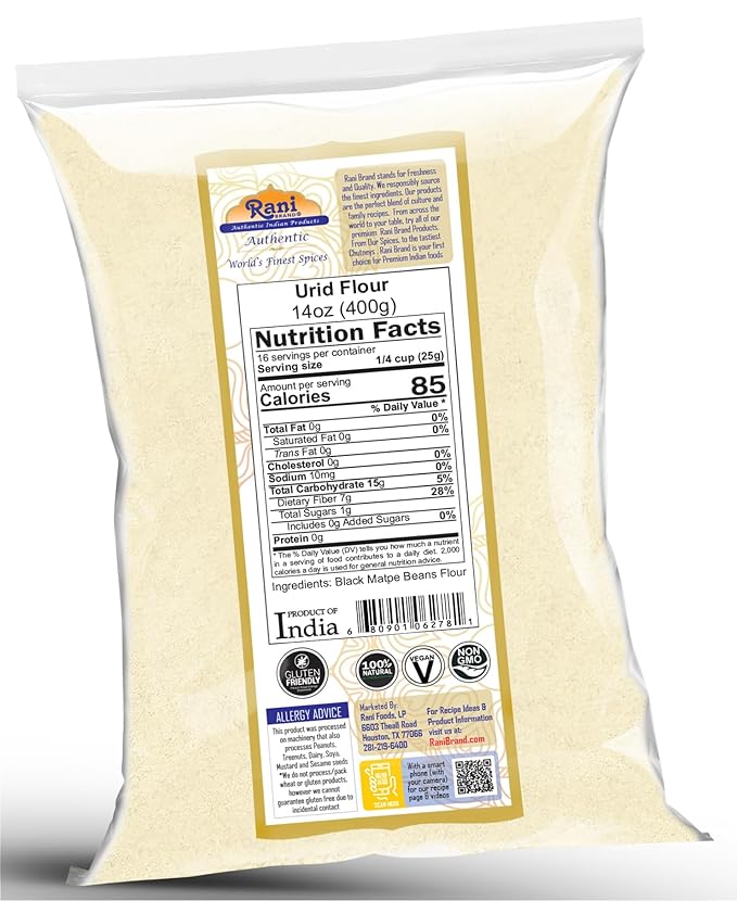 Rani Urid/Urad Flour (Black Matpe Beans Flour) 14oz (400g) ~ All Natural | Vegan | Gluten Friendly