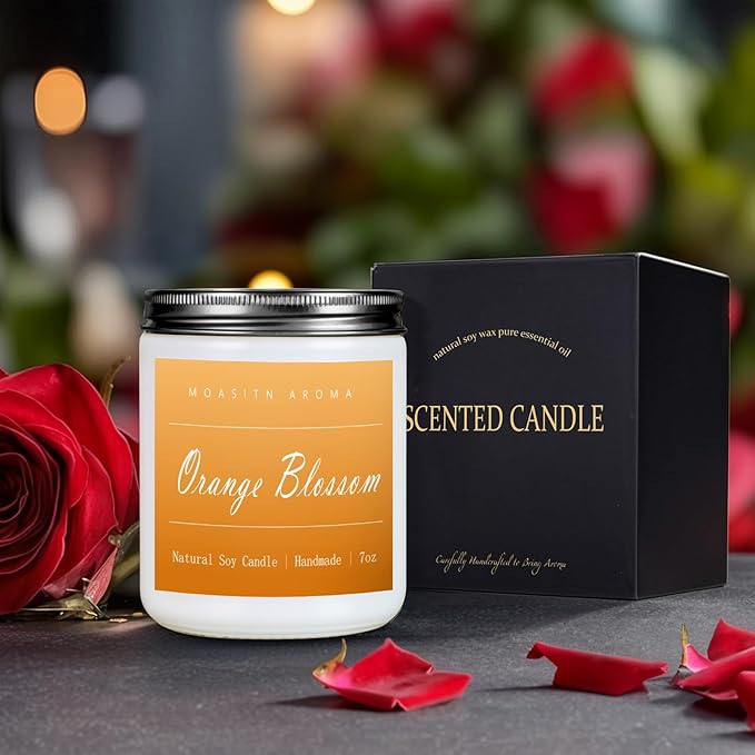 MOASITN Orange Blossom Highly Scented Candles for Home| Natural Soy Aromatherapy Candle| Handmade