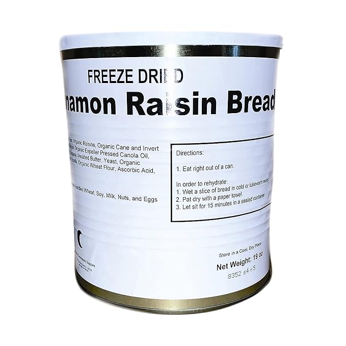 Freeze Dried Cinnamon Raisin Bread Can | Jarred and Packed Emergency Food Supply | Hunting