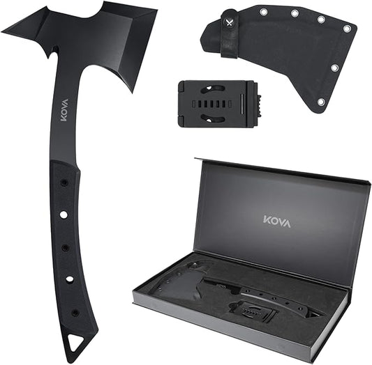 KOVA Black Thorn Hatchet - Stainless Steel, 14" Overall Length, 6.8" Blade, G10 Handle