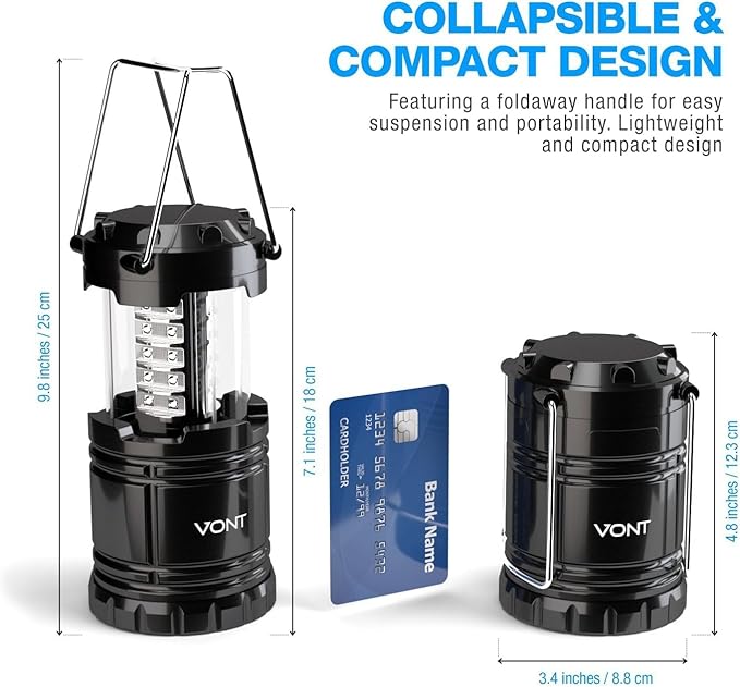 2 Pack LED Camping Lantern, LED Lanterns, Suitable Survival Kits for Hurricane, Emergency Light for