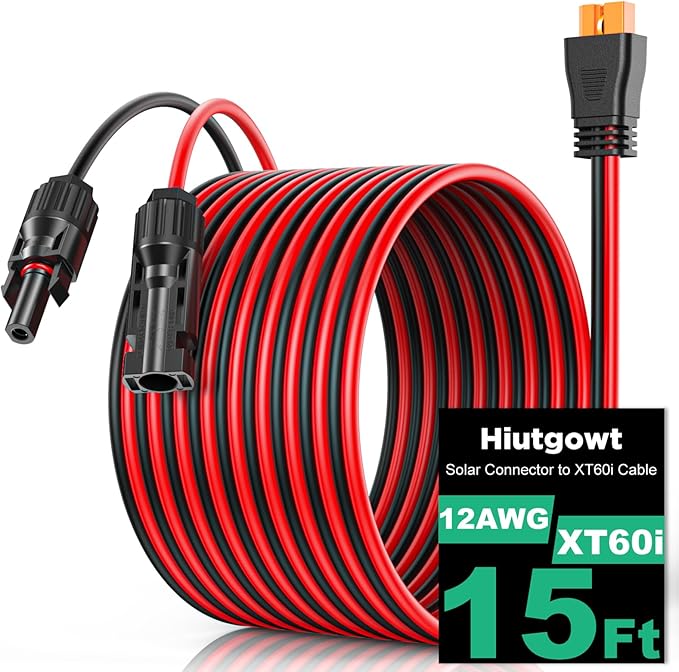 Oududianzi 12AWG XT60i Solar Cable 15FT, Solar to XT60i Charging Cable 3 10 20 25 30 40 50FT, XT60i