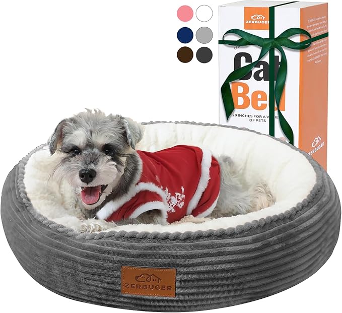 23in Round Cat Dog Bed for Large Medium Small Dogs Cats, Machine Washable Sleeping Sofa, Non-Slip