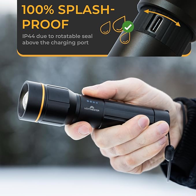 LICHTMEISTER® Flashlight (2000 Lumens, 5000 mAh Battery) ??Rechargeable Flashlight ??Flashlights
