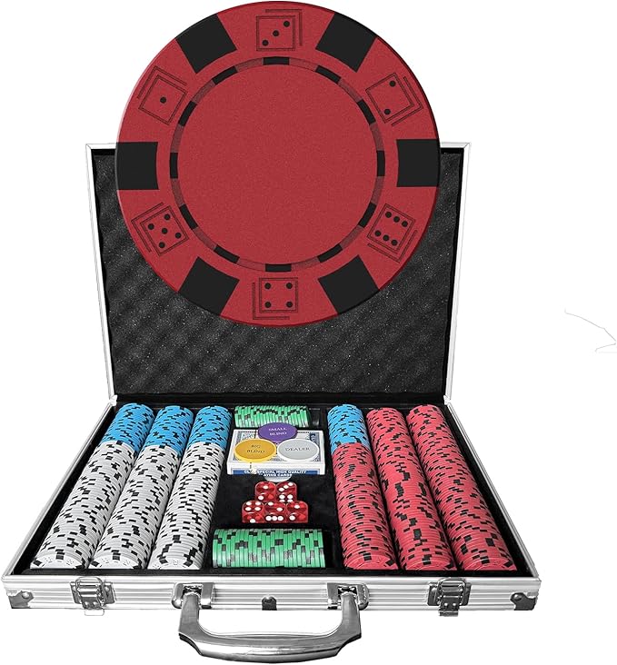 Poker Set 500-pcs with Aluminum Carrying Case & 11.5g Professional Weight Chips 2 Decks Plus 5
