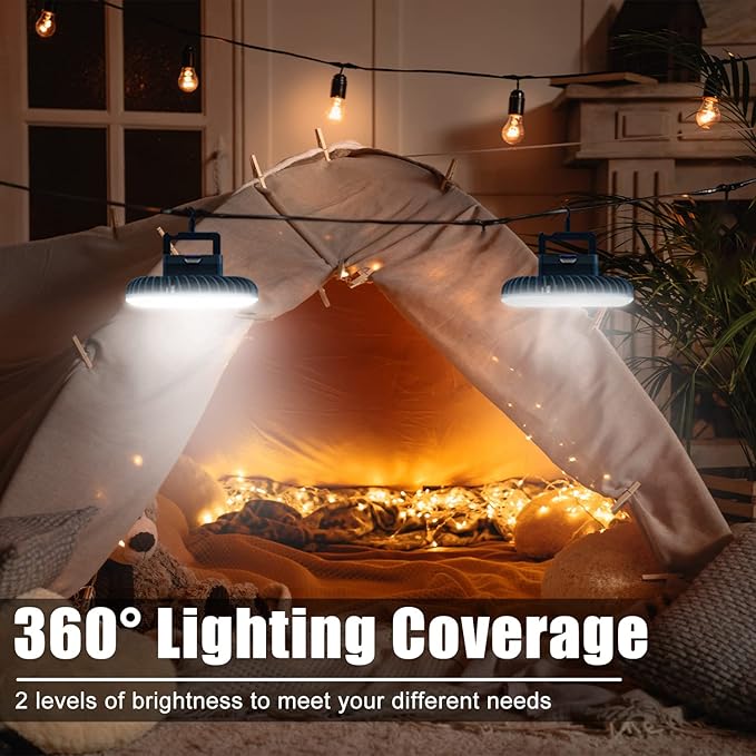 Portable Camping Fan with LED Lantern XTAUTO USB Rechargeable Waterproof Tent Fan with Hanging Hook