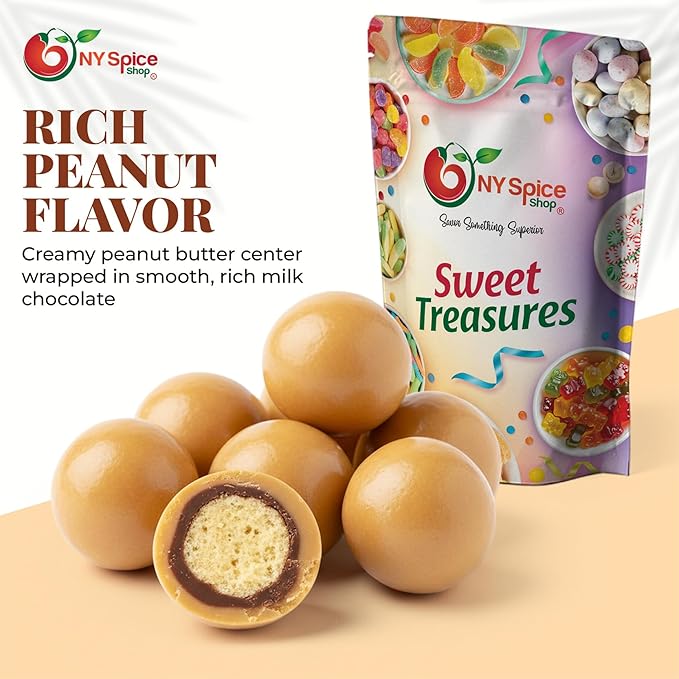 NY Spice Shop Peanut Butter Chocolate Malt Balls Party Decorations - 3 Pound Malted Milk Ball Candy