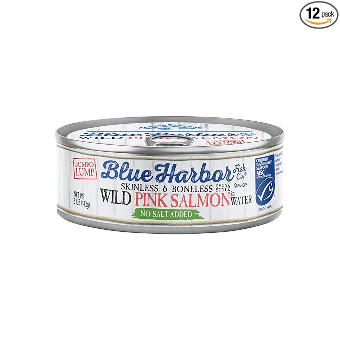 Blue Harbor Fish Co. Wild Pink Salmon in Water No Salt Added - 5 oz Can (Pack of 12)