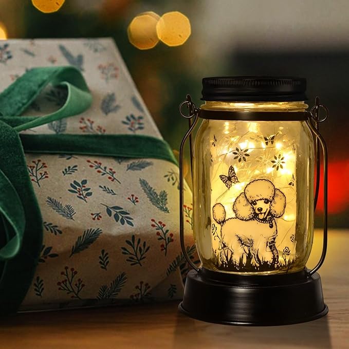 Poodle Gifts for Women/Men, Poodle Solar Lanterns Dog Mom Birthday, Dog Lovers Lantern, Pet Loss