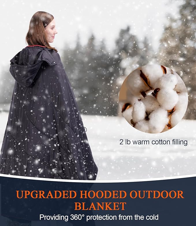 Outdoor Puffy Camping Blanket, Lightweight Down Alternative Puffy Waterproof Stadium Blanket with