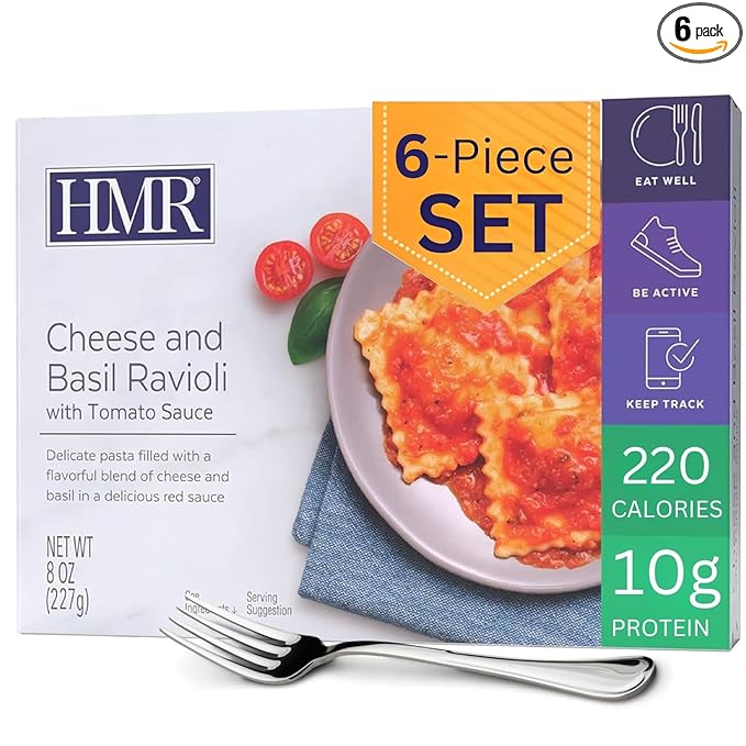 HMR Cheese and Basil Ravioli Entrée | Pre-packaged Lunch or Dinner | Ready to Eat | Vegetarian |