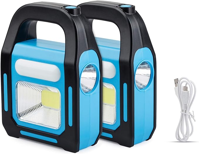 2 Pack Solar Lantern Camping Essentials Accessories Lights, LED Lantern Flashlight for Power