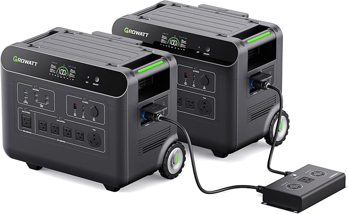 GROWATT Home Battery Backup,120V/240V 7200W AC Output Solar Generator, 2 HELIOS 3600 Portable Power