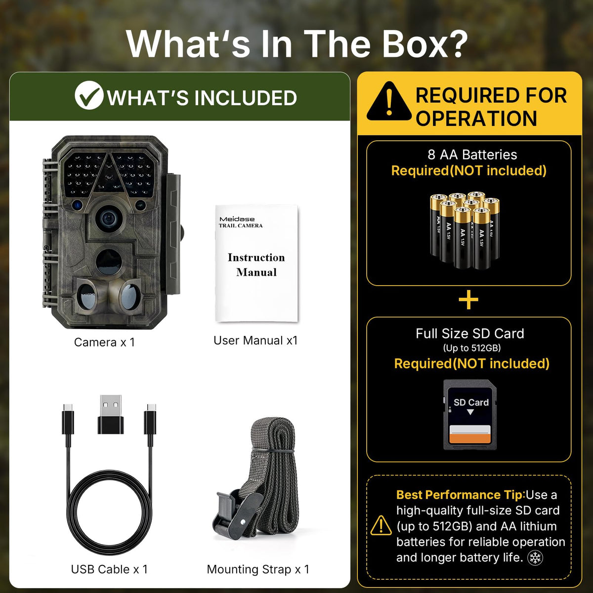 Meidase Trail Camera - 64MP, 1296p, Non-Cellular, Non-WiFi, Waterproof - product view 2