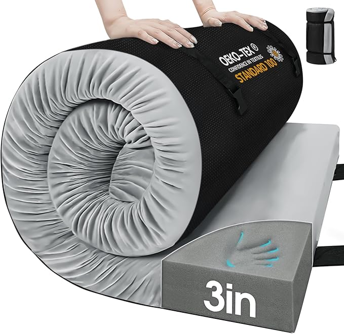 CYMULA Memory Foam Camping Mattress Pad,3inch Sleeping Pad for Camping,Non-Slip Bottom Floor Cot