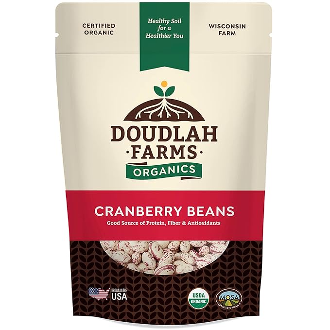 Organic Dried Cranberry Beans 1 lb - Non-GMO, USDA Organic, Farmed From Regenerative Soil, Tested