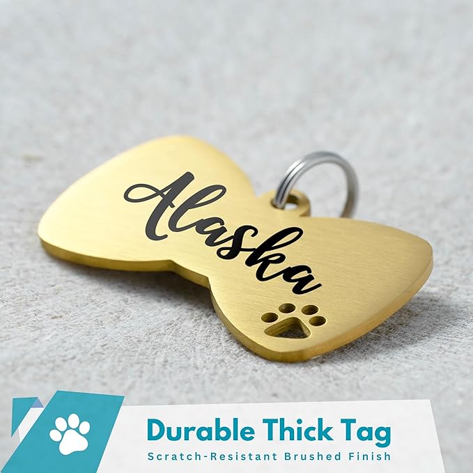 Ultra Joys Dog Tags Personalized for Pets - Hollow Paw Custom Pet ID Tag - Engraved Dog Tag for