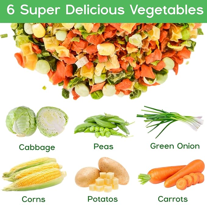 Freeze Dried Mixed Dehydrated Vegetables - 10.58oz Natural Ramen Toppings Vegetable Flakes, No