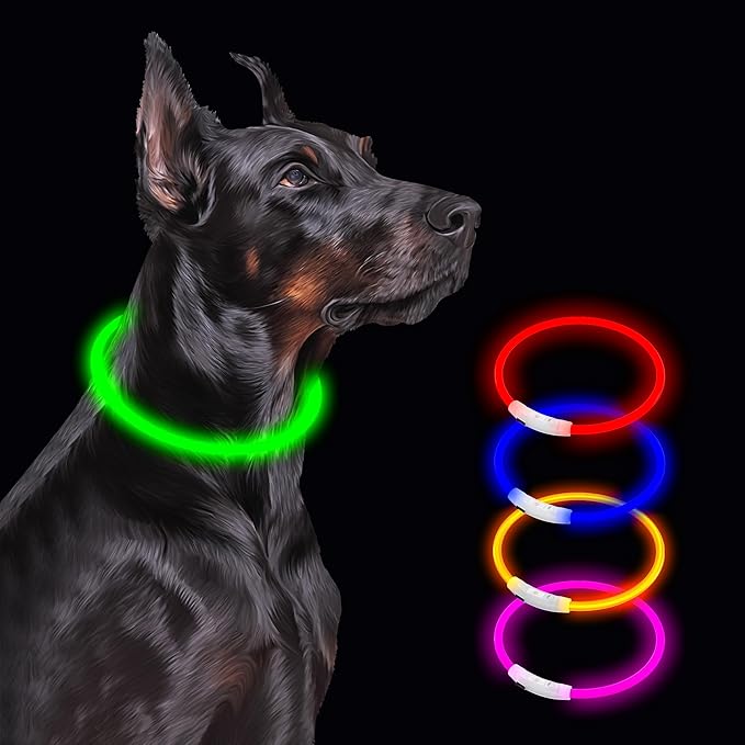 Led Light Up Dog Collar Rechargeable Waterproof, Glow in Dark Dog Collar, TPU Cuttable Lighted Dog