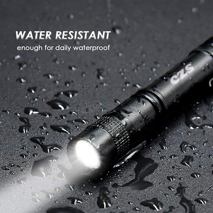 CZS LED Flashlight Penlight 1000 Lumens Battery-Powered Handheld Pen Light Pocket Torch Powered by