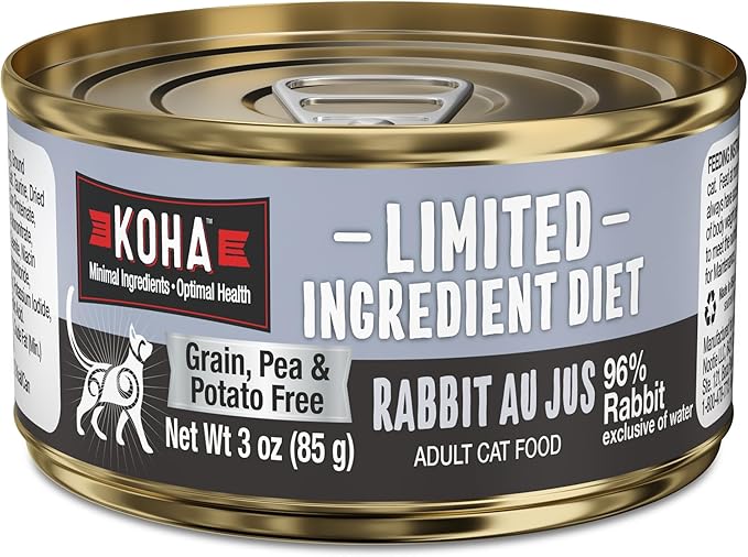 KOHA Limited Ingredient Diet Rabbit Pate for Cats - Single Meat Wet Cat Food for Sensitive Stomachs