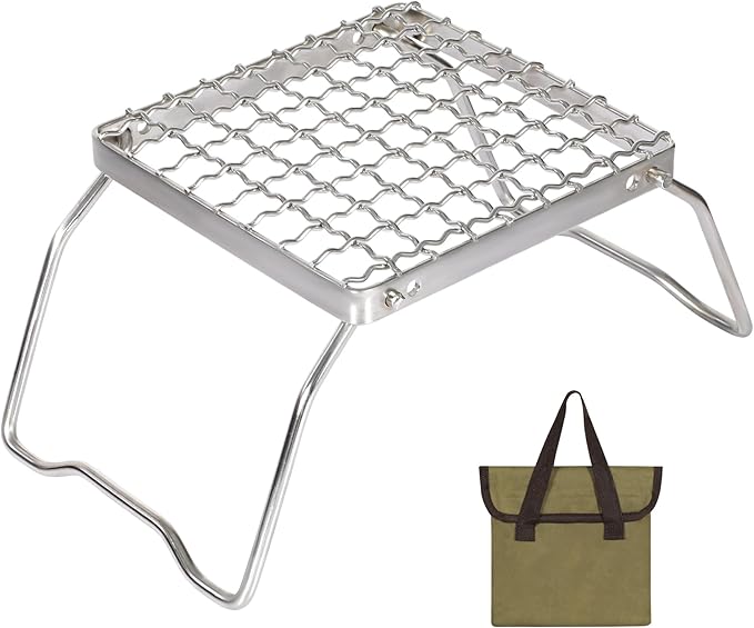 REDCAMP 6" Small Folding Campfire Grill, 304 Stainless Steel Firepit Grill Grate, Heavy Duty