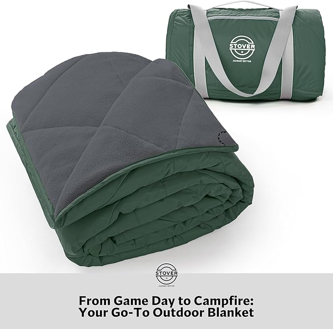 STOVER Waterproof Stadium Blanket – Portable Outdoor Camping Blanket for Travel, Picnics, or Sports