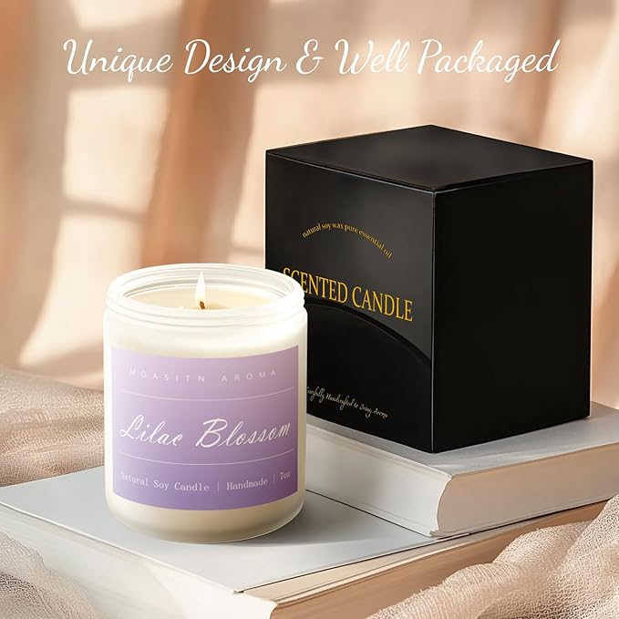 MOASITN Lilac Blossom Spring Soy Candle| Lavender,Lilac,Lemon Scented Candle for Home| Long Burning