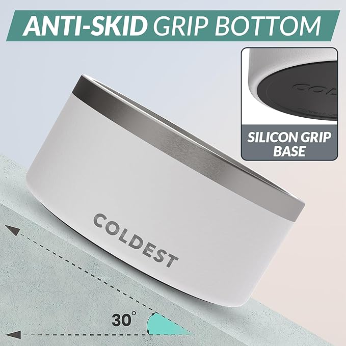 Coldest Dog Bowl - Anti Rust Metal, Non Slip, 3 Layers Insulated Stainless Steel Dog Bowls - Spill