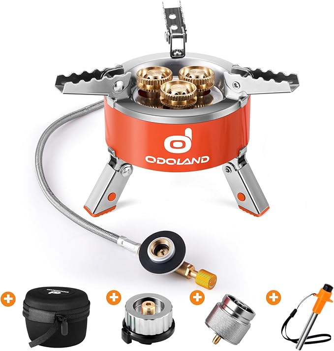 Odoland 5000W Portable Camping Stove Lightweight Camp Stove Collapsible Backpacking Stove with EVA