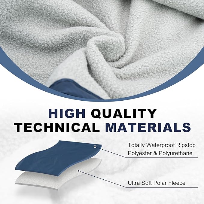 Fleece Waterproof Outdoor Blanket - Windproof Stadium Blanket for Camping, Picnics, and Sports Stay