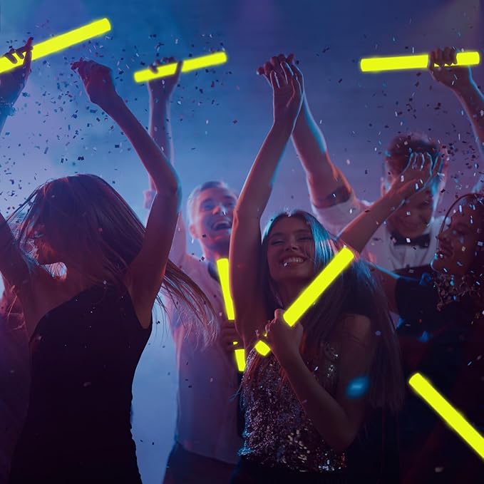 48Pack LED Glow Foam Sticks Bulk,Light Up Glow Sticks with 3 Flashing Modes,Yellow Glow Wands Party